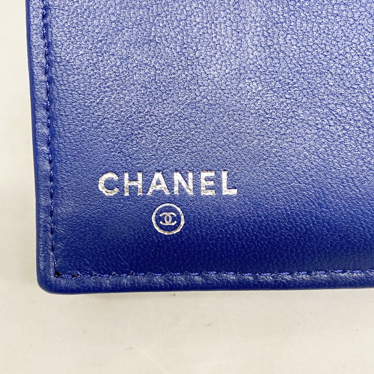 Chanel Trifold Wallet Quilted Lambskin Blue Silver — view 4