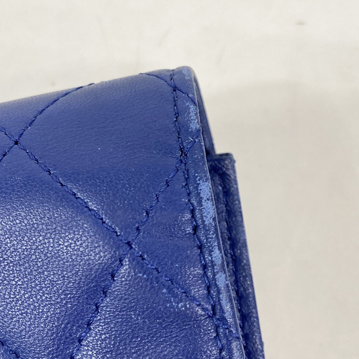 Chanel Trifold Wallet Quilted Lambskin Blue Silver — view 5
