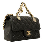 Chanel Shoulder Bag Mini Quilted Lambskin Black Champagne Gold — view 2