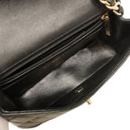 Chanel Shoulder Bag Mini Quilted Lambskin Black Champagne Gold — view 4