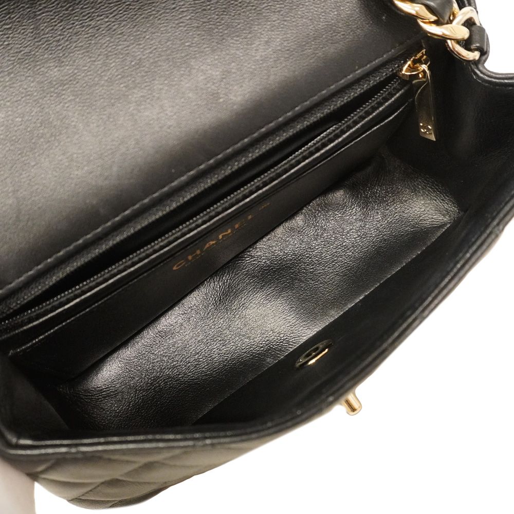Chanel Shoulder Bag Mini Quilted Lambskin Black Champagne Gold — view 4