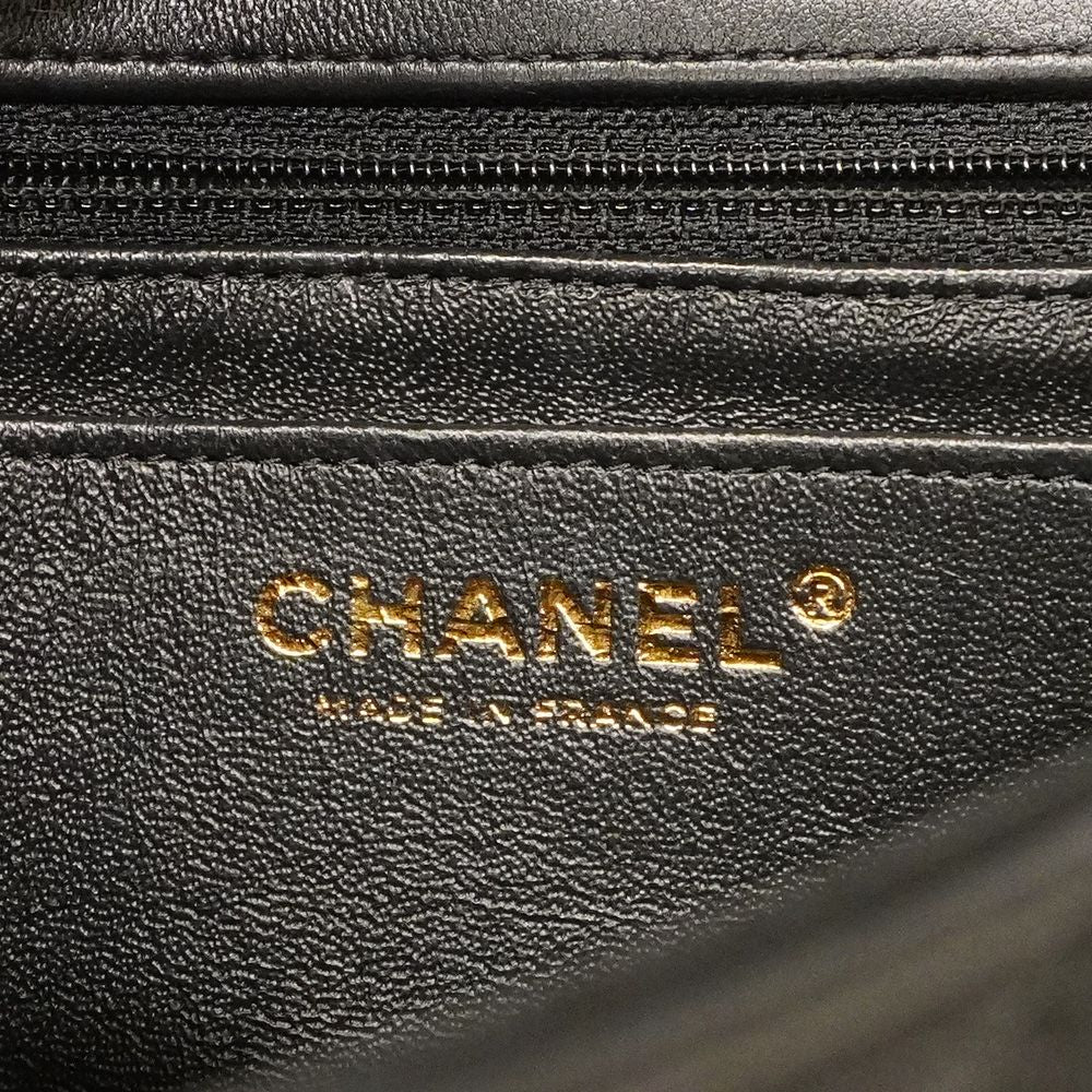 Chanel Shoulder Bag Mini Quilted Lambskin Black Champagne Gold — view 5
