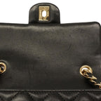 Chanel Shoulder Bag Mini Quilted Lambskin Black Champagne Gold — view 7