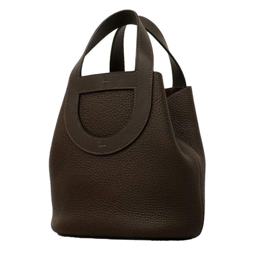 Hermes Handbag in the Loop 18 Taurillon Clemence Ebene Gold