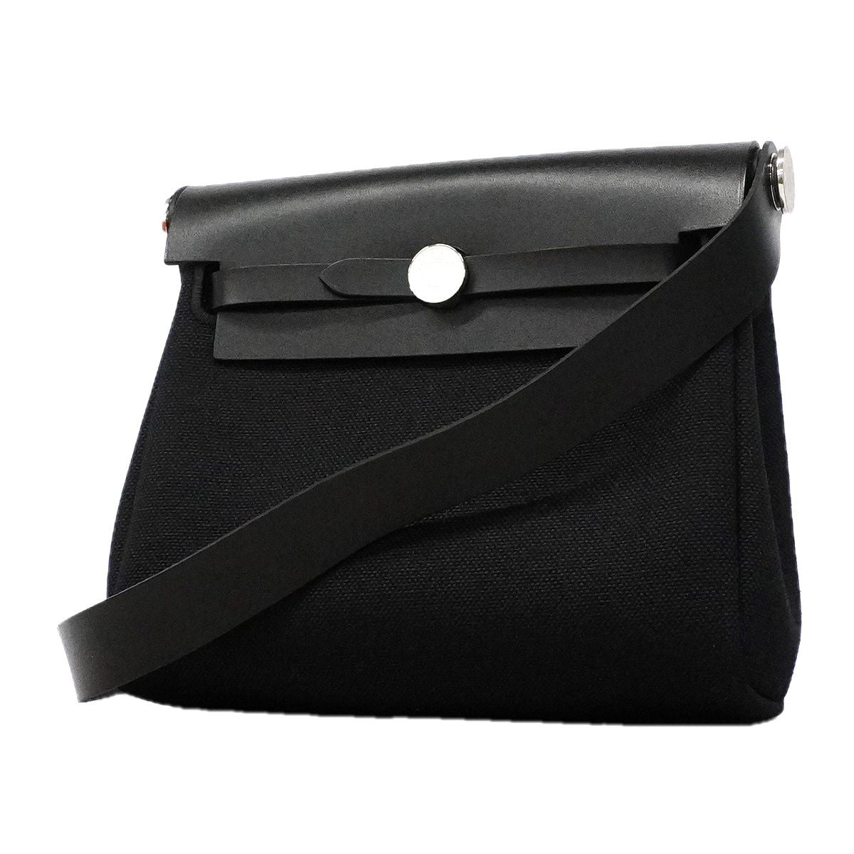 Hermes Shoulder Bag Herbag Zip Mini Toile Military Black Silver