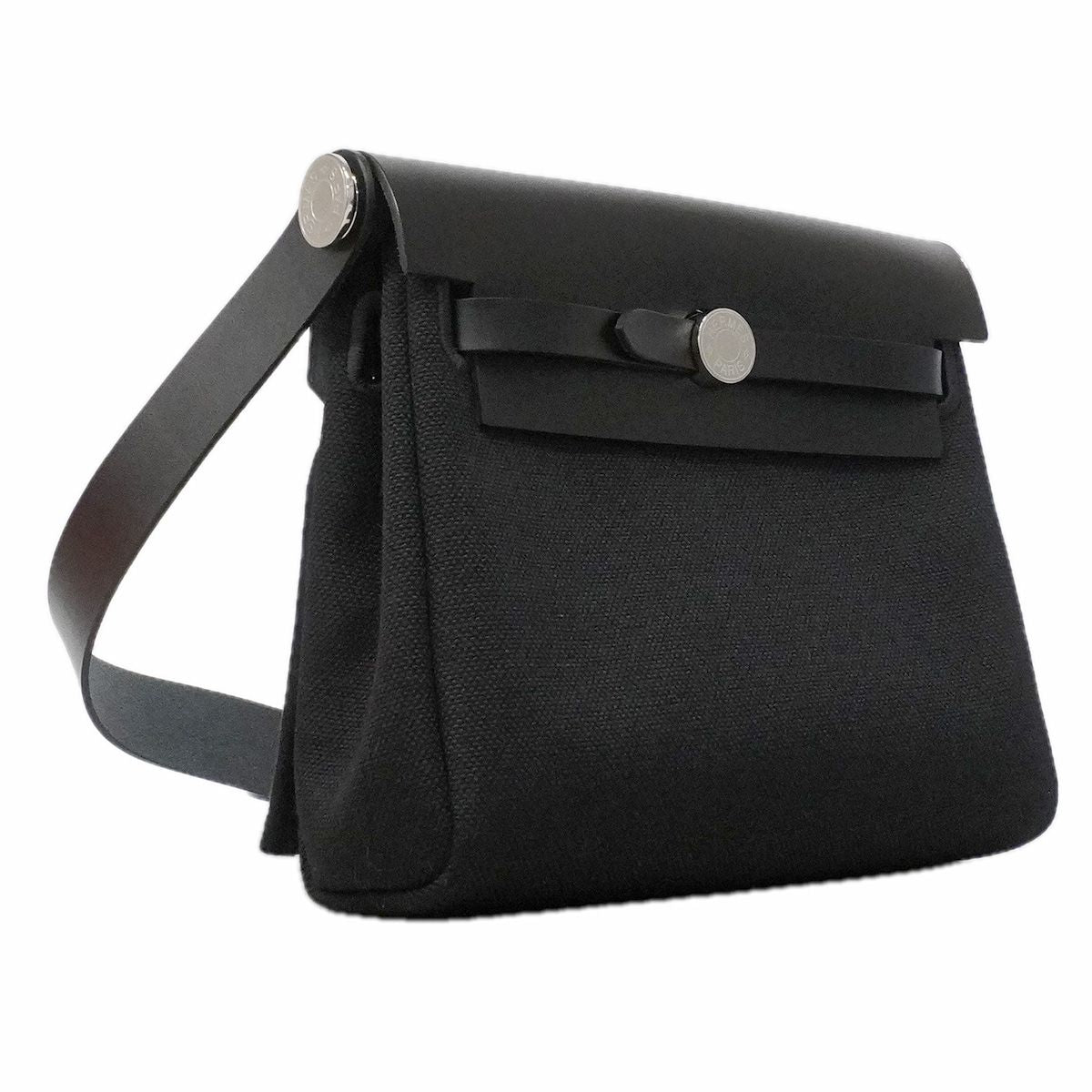 Hermes Shoulder Bag Herbag Zip Mini Toile Military Black Silver — view 2