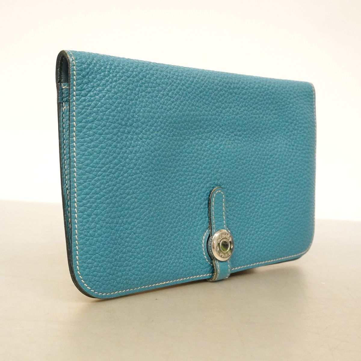 Hermes Wallet Dogon GM Togo Blue Jean Silver — view 2