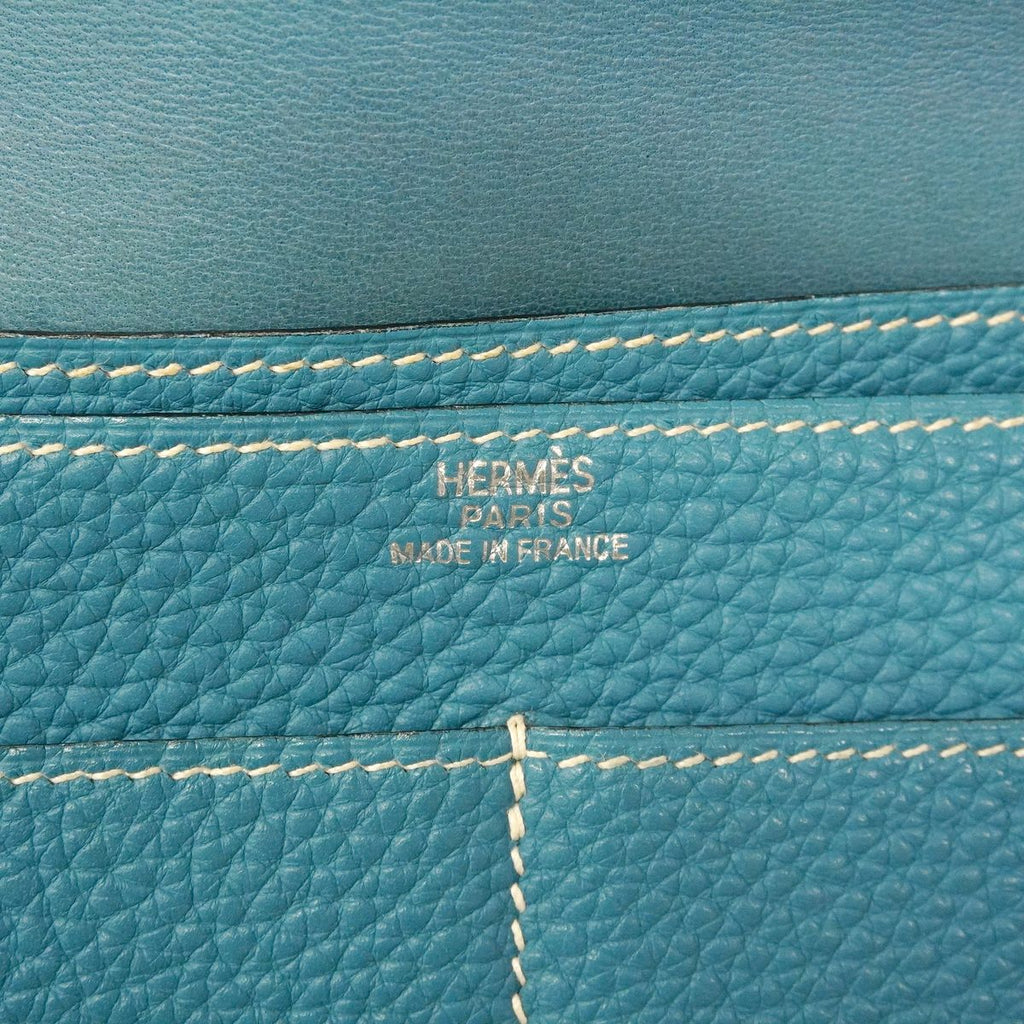 Hermes Wallet Dogon GM Togo Blue Jean Silver — view 5