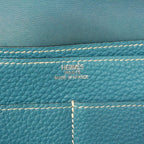 Hermes Wallet Dogon GM Togo Blue Jean Silver — view 5