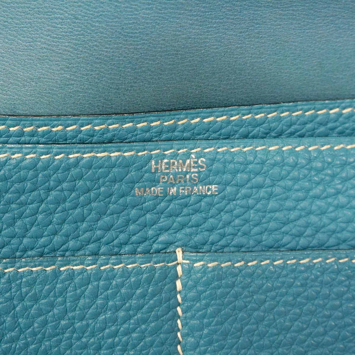 Hermes Wallet Dogon GM Togo Blue Jean Silver — view 5