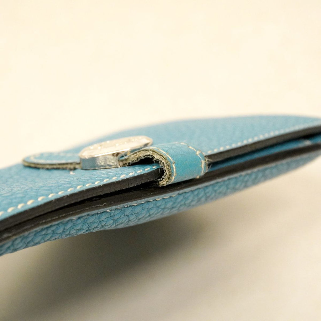 Hermes Wallet Dogon GM Togo Blue Jean Silver — view 8