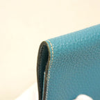 Hermes Wallet Dogon GM Togo Blue Jean Silver — view 7