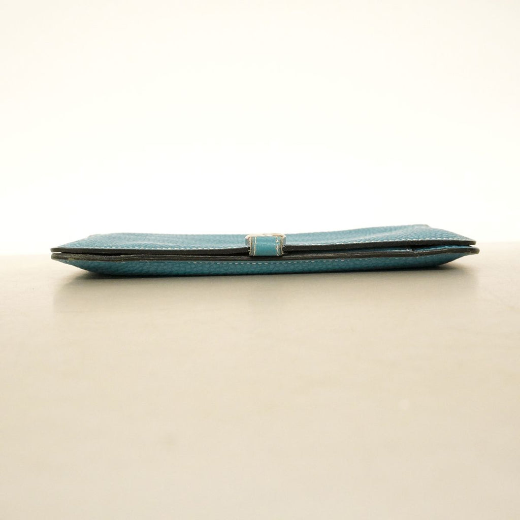 Hermes Wallet Dogon GM Togo Blue Jean Silver — view 3