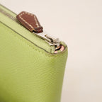 Hermes Coin Purse Azap Compact Silk'in Veau Epsom Vert Criquet Silver — view 6
