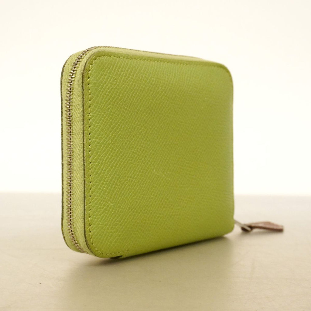 Hermes Coin Purse Azap Compact Silk'in Veau Epsom Vert Criquet Silver — view 2