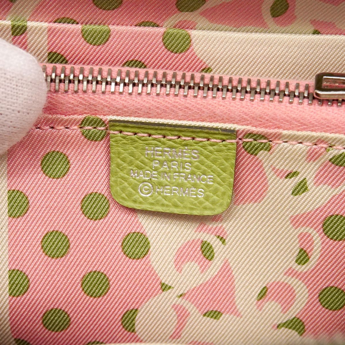 Hermes Coin Purse Azap Compact Silk'in Veau Epsom Vert Criquet Silver — view 5