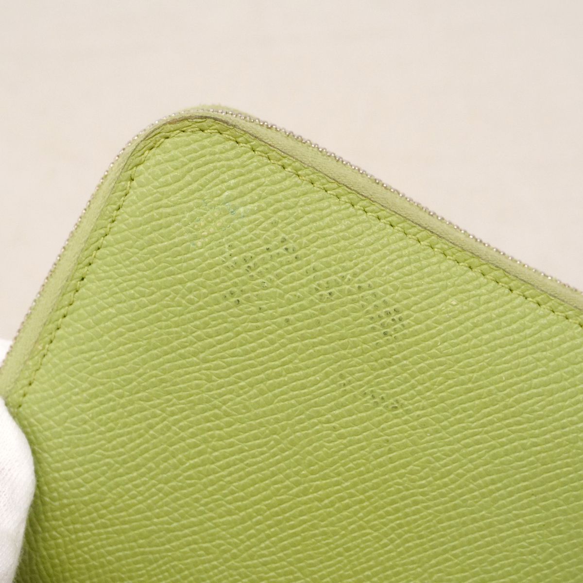 Hermes Coin Purse Azap Compact Silk'in Veau Epsom Vert Criquet Silver — view 8