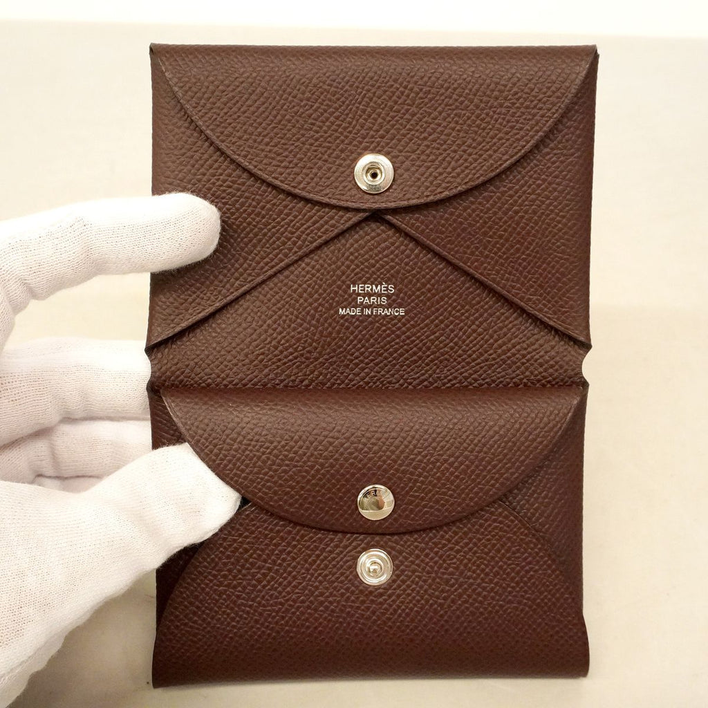 Hermes Coin Purse Calvi Duo Veau Epsom Tail Silver — view 8