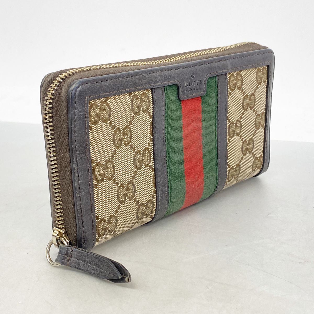 Gucci Wallet GG Canvas Sherry Line Brown Gold — view 2