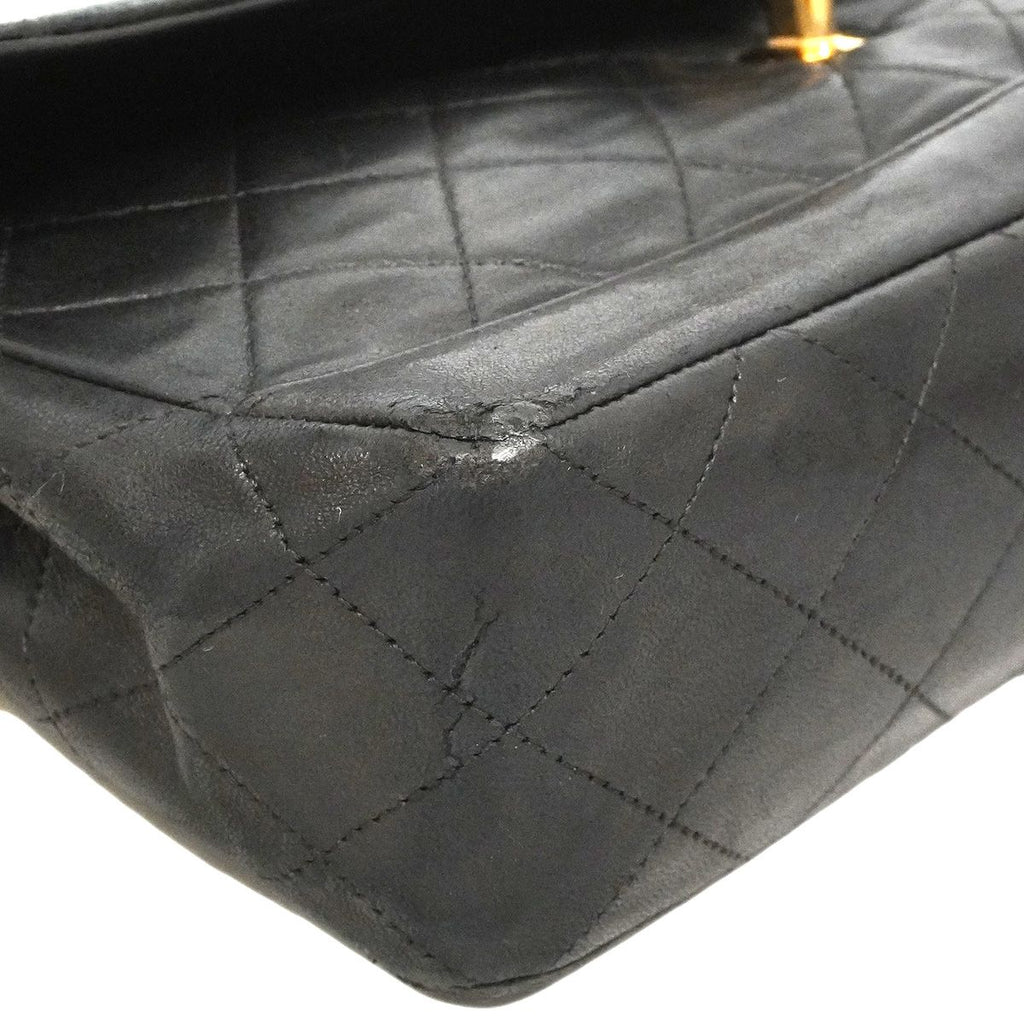 Chanel Shoulder Bag Quilted Lambskin Black Gold — view 6