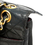 Chanel Shoulder Bag Quilted Lambskin Black Gold — view 7