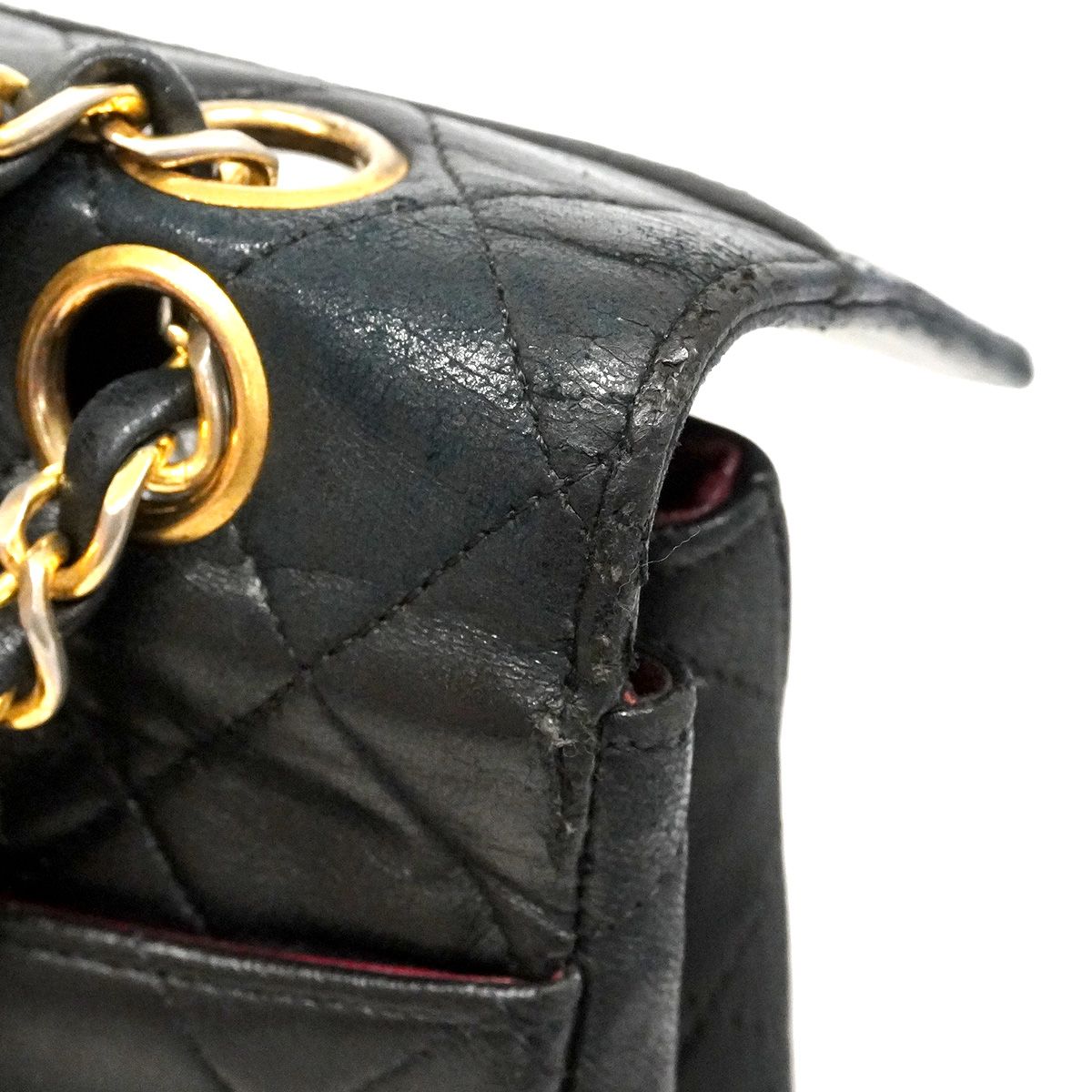 Chanel Shoulder Bag Quilted Lambskin Black Gold — view 7