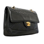 Chanel Shoulder Bag Quilted Lambskin Black Gold — view 2