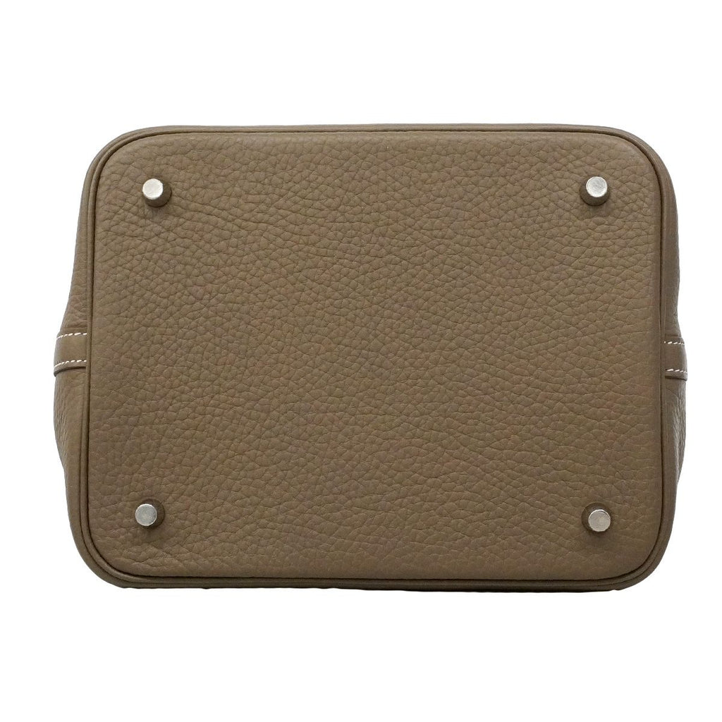 Hermes Handbag Picotin Lock MM Taurillon Clemence Etoupe Silver — view 3