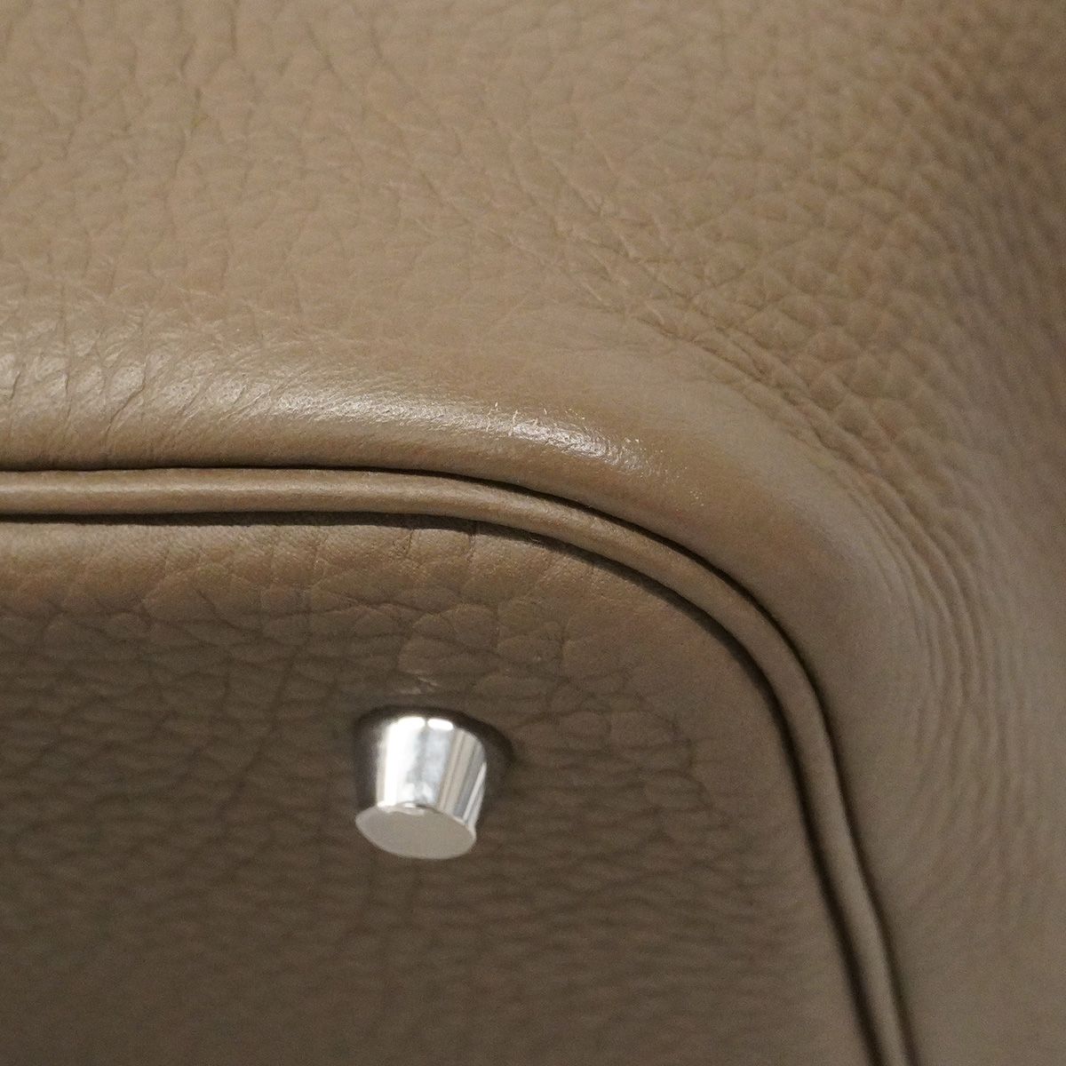 Hermes Handbag Picotin Lock MM Taurillon Clemence Etoupe Silver — view 6