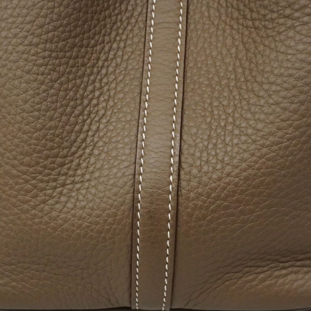 Hermes Handbag Picotin Lock MM Taurillon Clemence Etoupe Silver — view 7