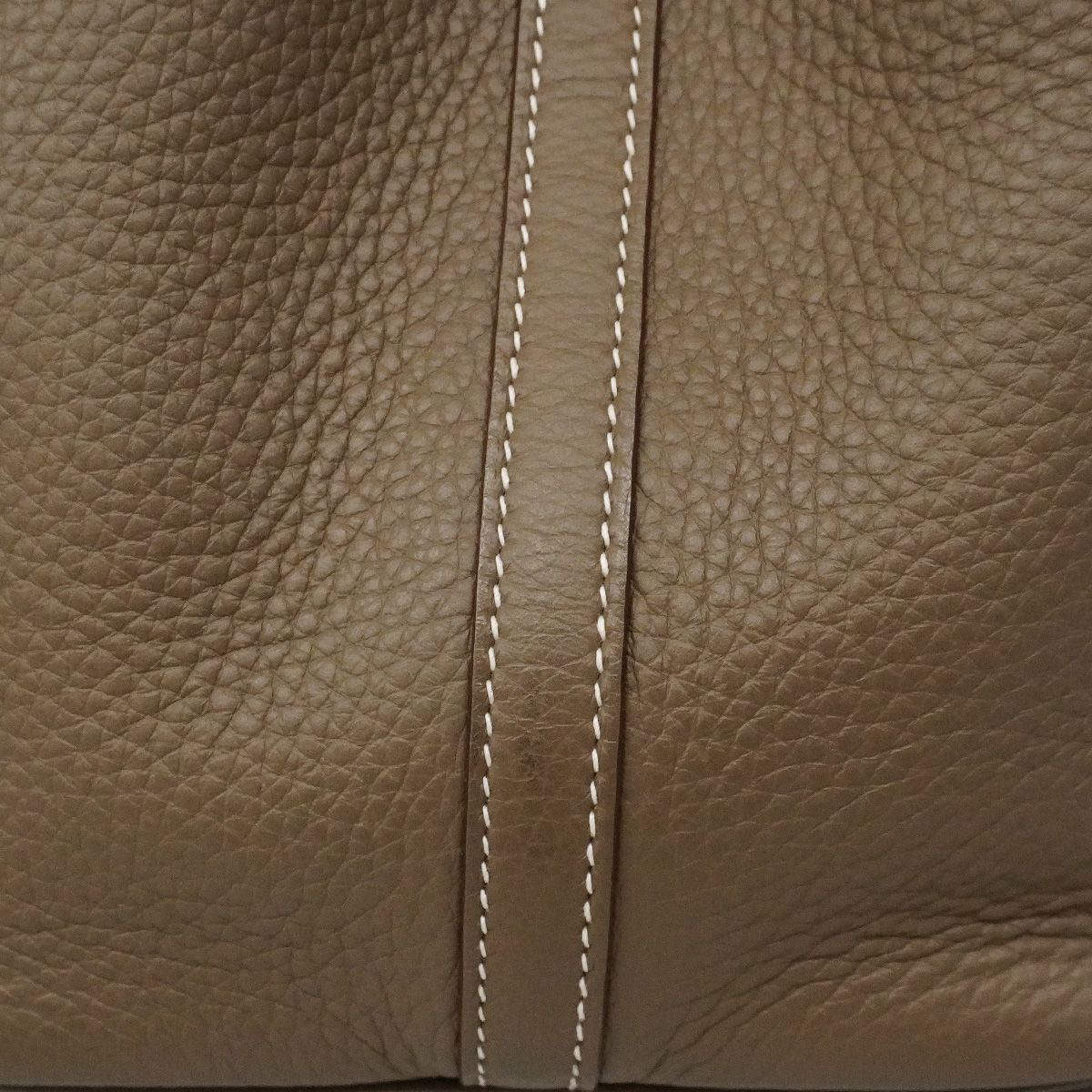 Hermes Handbag Picotin Lock MM Taurillon Clemence Etoupe Silver — view 7