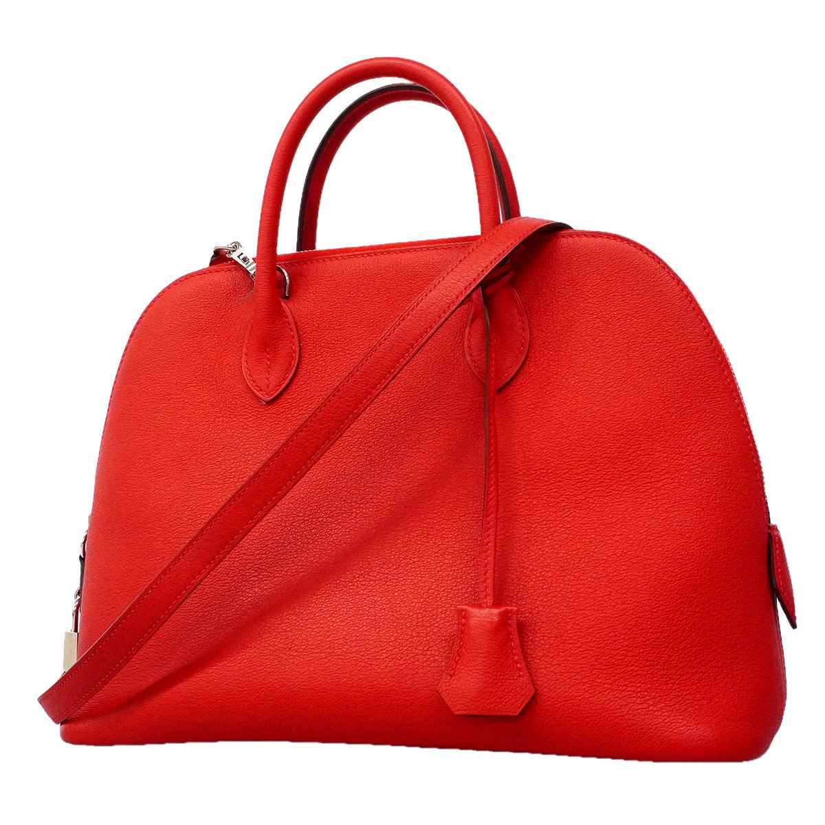 Hermes Handbag Bolide Evercolor Rouge Vif Silver 2-Way Bag
