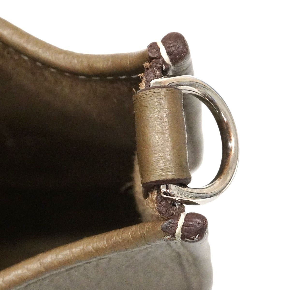Hermes Shoulder Bag Evelyne TPM Taurillon Clemence Etoupe Silver — view 7