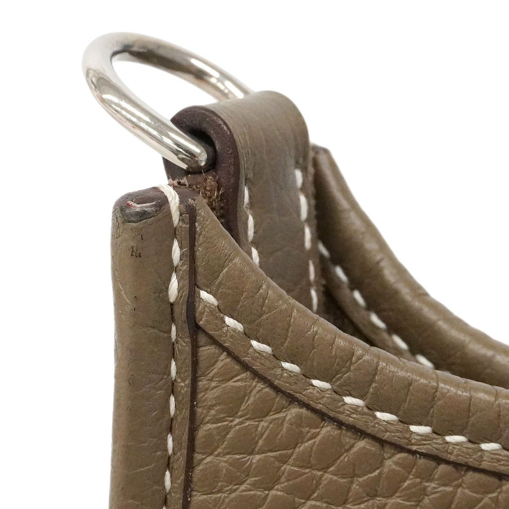 Hermes Shoulder Bag Evelyne TPM Taurillon Clemence Etoupe Silver — view 6