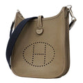 Hermes Shoulder Bag Evelyne TPM Taurillon Clemence Etoupe Silver