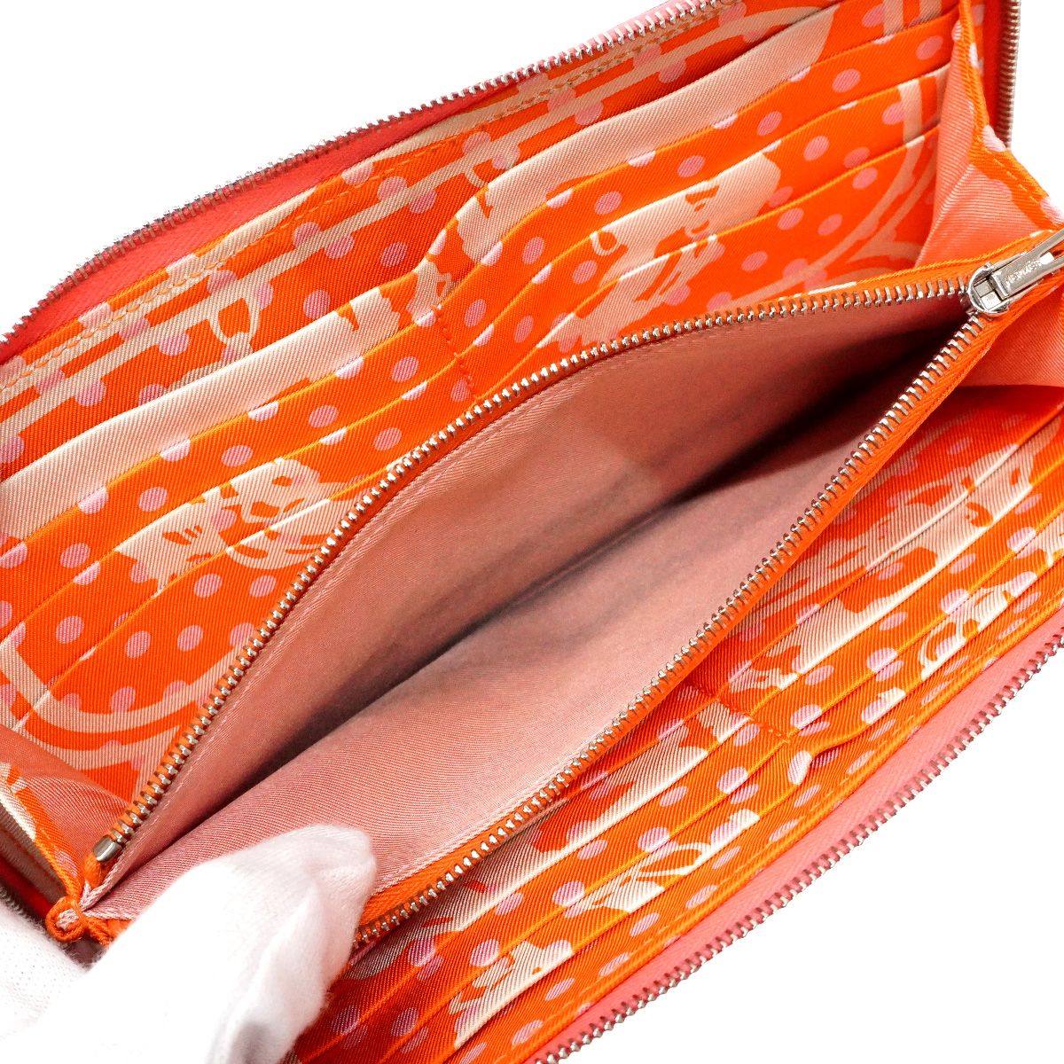 Hermes Wallet Azap Long Silk'in Veau Epsom Rose Azare Silver — view 4