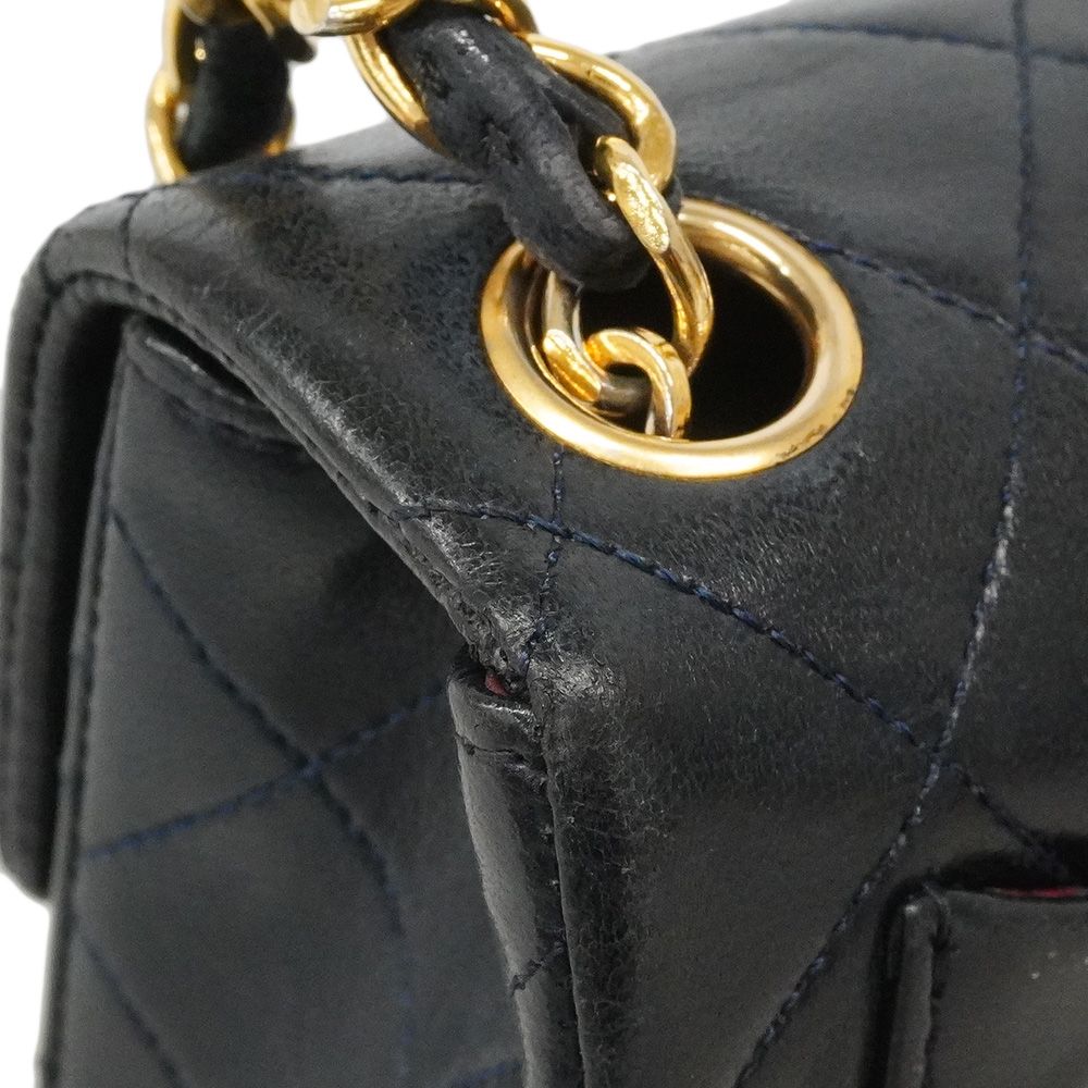 Chanel Shoulder Bag Mini Quilted Lambskin Black Gold — view 7