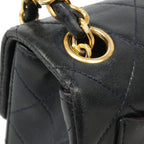 Chanel Shoulder Bag Mini Quilted Lambskin Black Gold — view 7