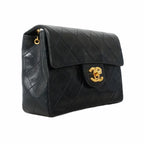 Chanel Shoulder Bag Mini Quilted Lambskin Black Gold — view 2