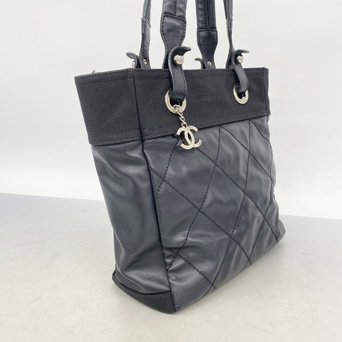 Chanel Tote Paris Biarritz Canvas Black Silver — view 2