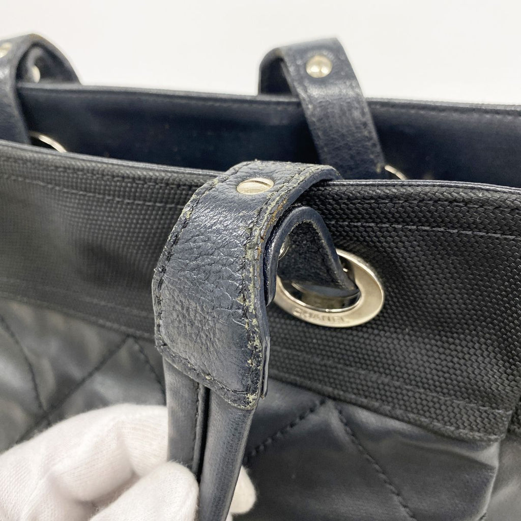 Chanel Tote Paris Biarritz Canvas Black Silver — view 8