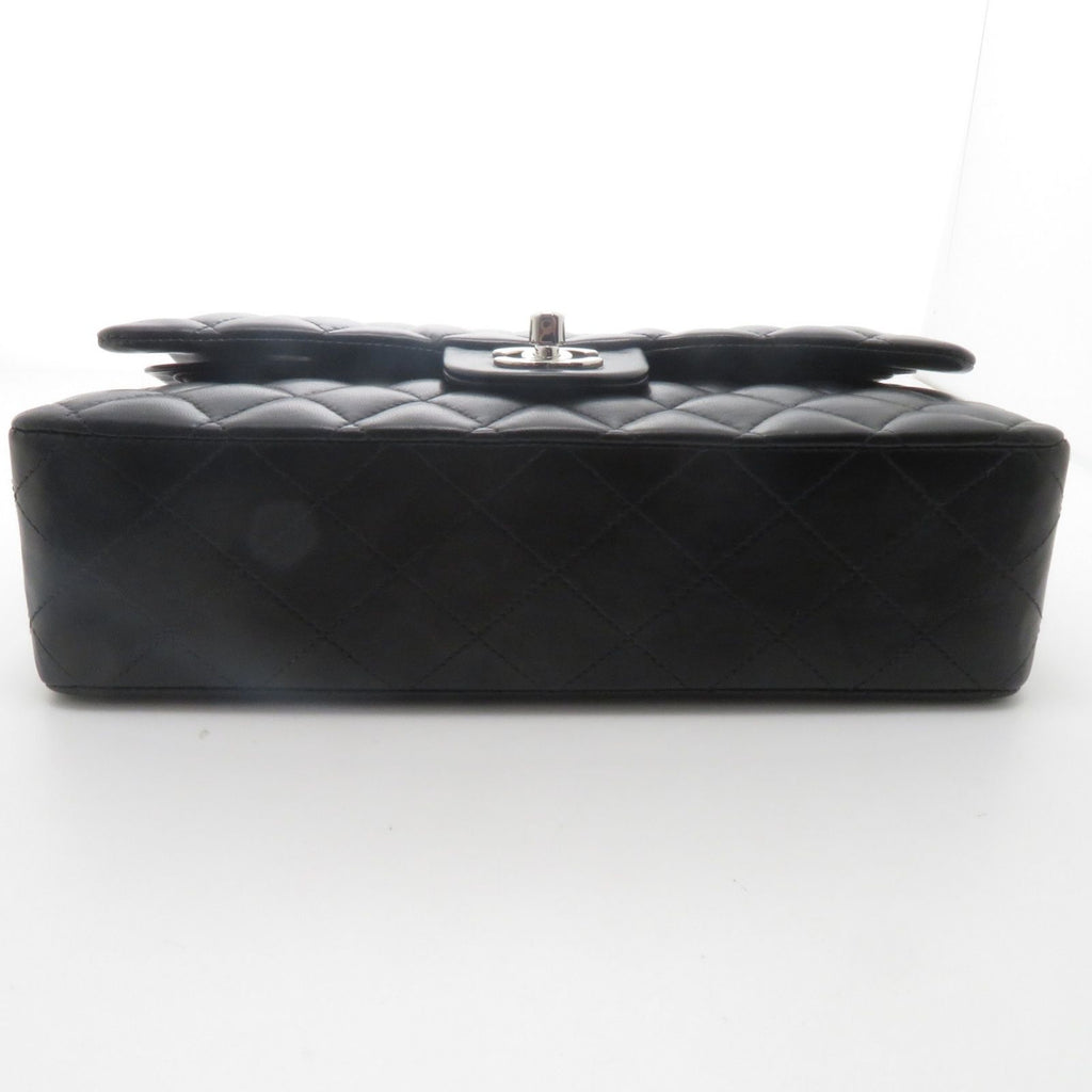 Chanel Quilted Double Flap 25 Chain Shoulder Bag Black Silver Lambskin — view 5