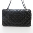 Chanel Quilted Double Flap 25 Chain Shoulder Bag Black Silver Lambskin — view 3