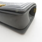 Chanel Boy Chain Shoulder Bag 25 Gray Lambskin — view 6