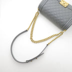 Chanel Boy Chain Shoulder Bag 25 Gray Lambskin — view 4
