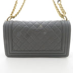 Chanel Boy Chain Shoulder Bag 25 Gray Lambskin — view 3