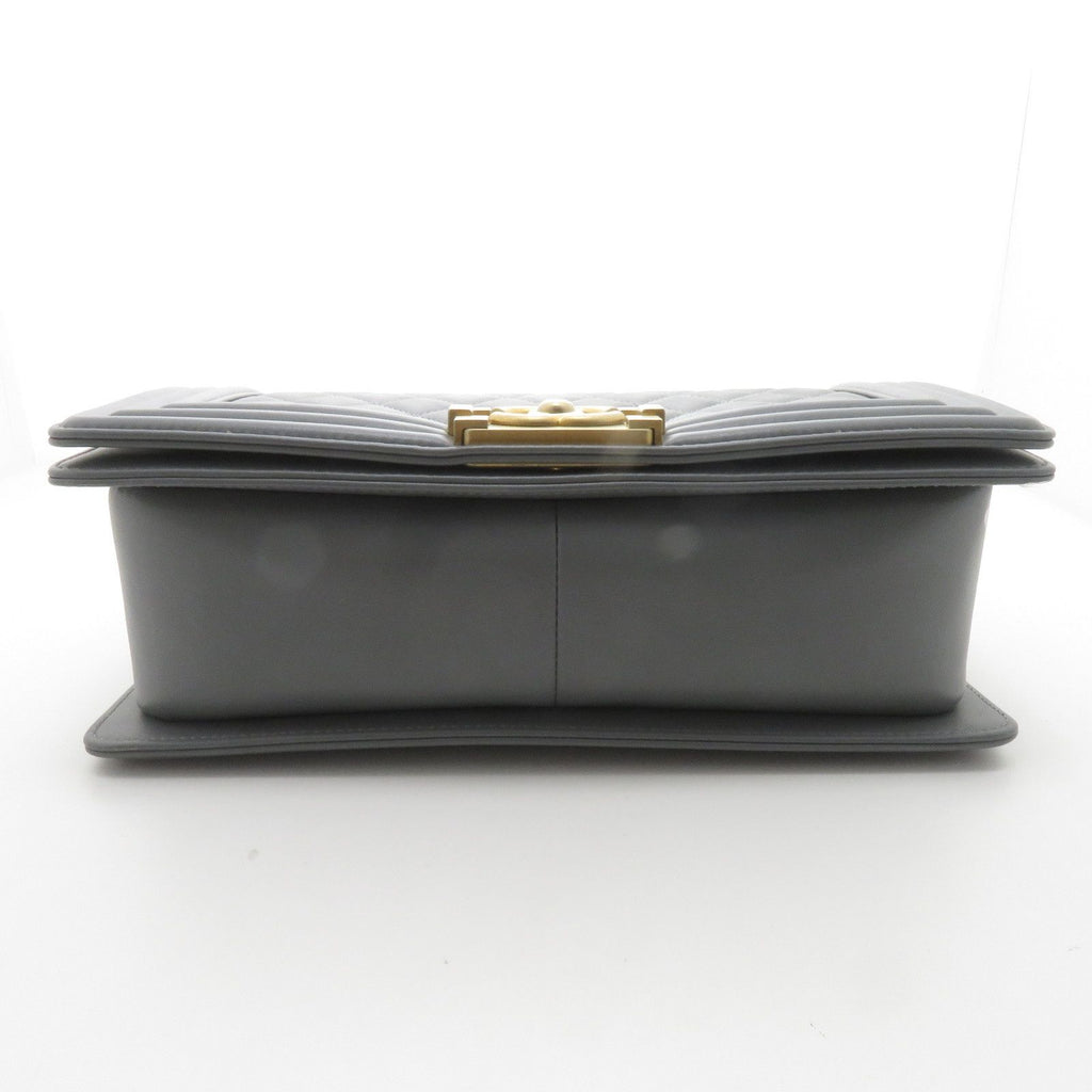 Chanel Boy Chain Shoulder Bag 25 Gray Lambskin — view 5