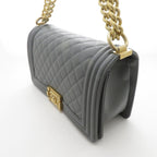 Chanel Boy Chain Shoulder Bag 25 Gray Lambskin — view 2