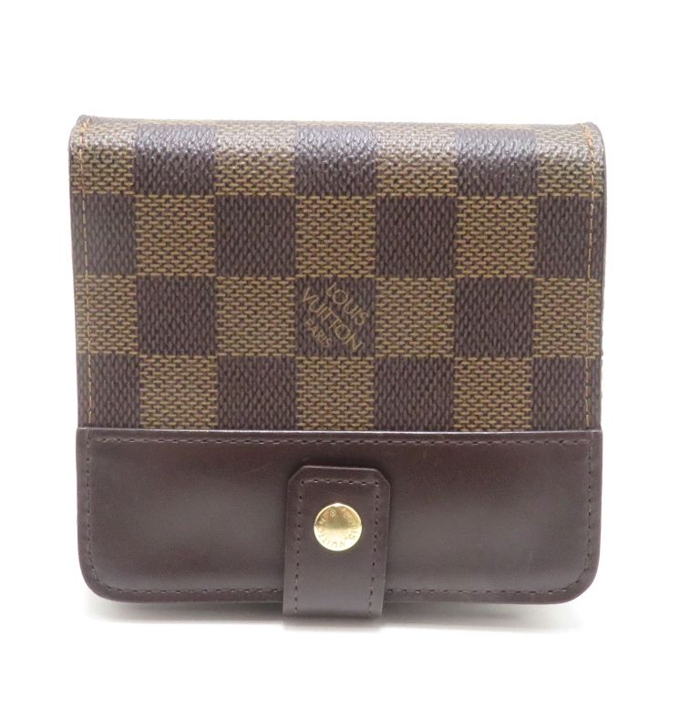Louis Vuitton Compact Zip Damier Bifold Wallet Canvas Brown