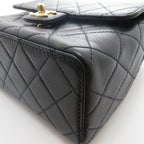 Chanel Quilted Mini Flap Chain Shoulder Black Leather Bag — view 6